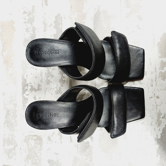 New Open Edit Quincy Black Adjustable Heels Sandals F773 - Picture 8 of 11